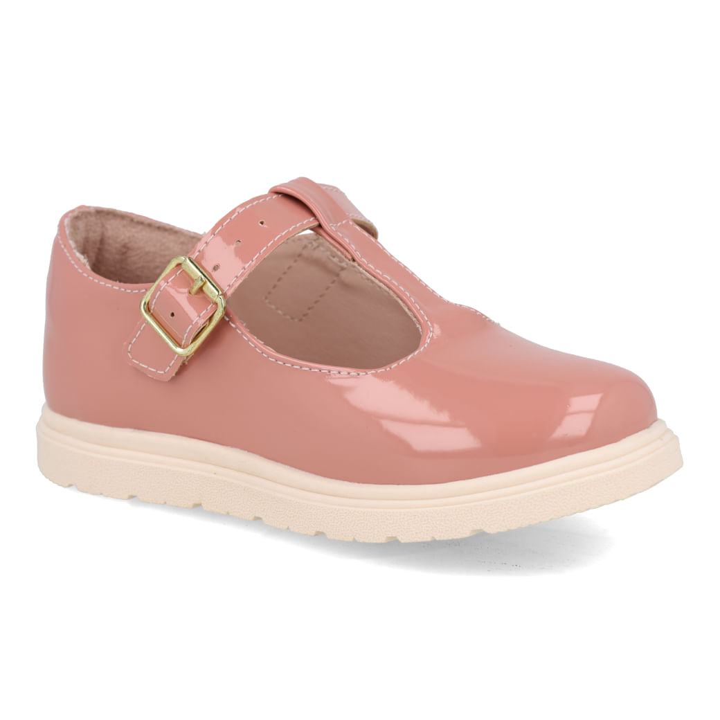 Sapatilha rosa infantil vista lateral mostrando o design delicado e sola branca resistente